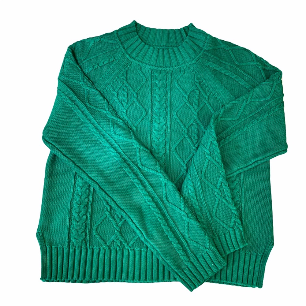 GAP Green Cable Knit Turtleneck Sweater